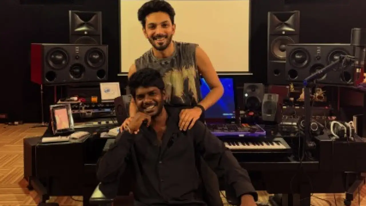 Anirudh Ravichander with Malayalam rapper Vedan in studio
