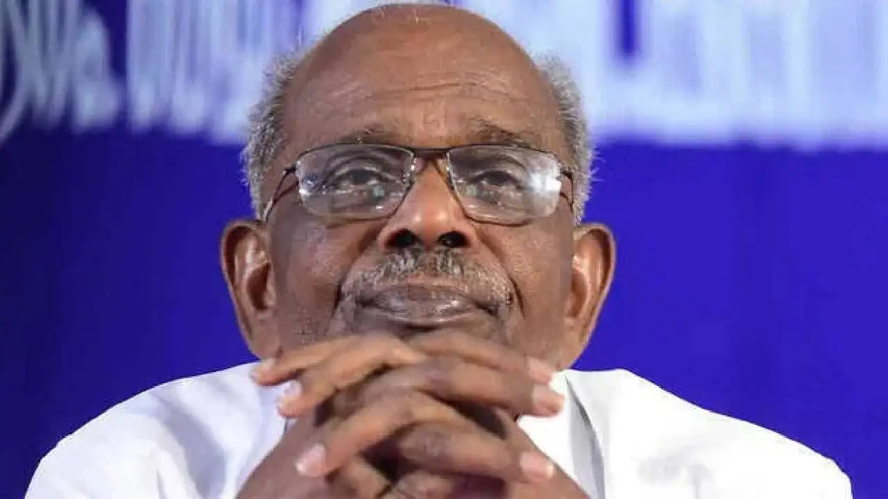 CPM leader MM Mani delivering a speech during the Kanjikuzhy protest