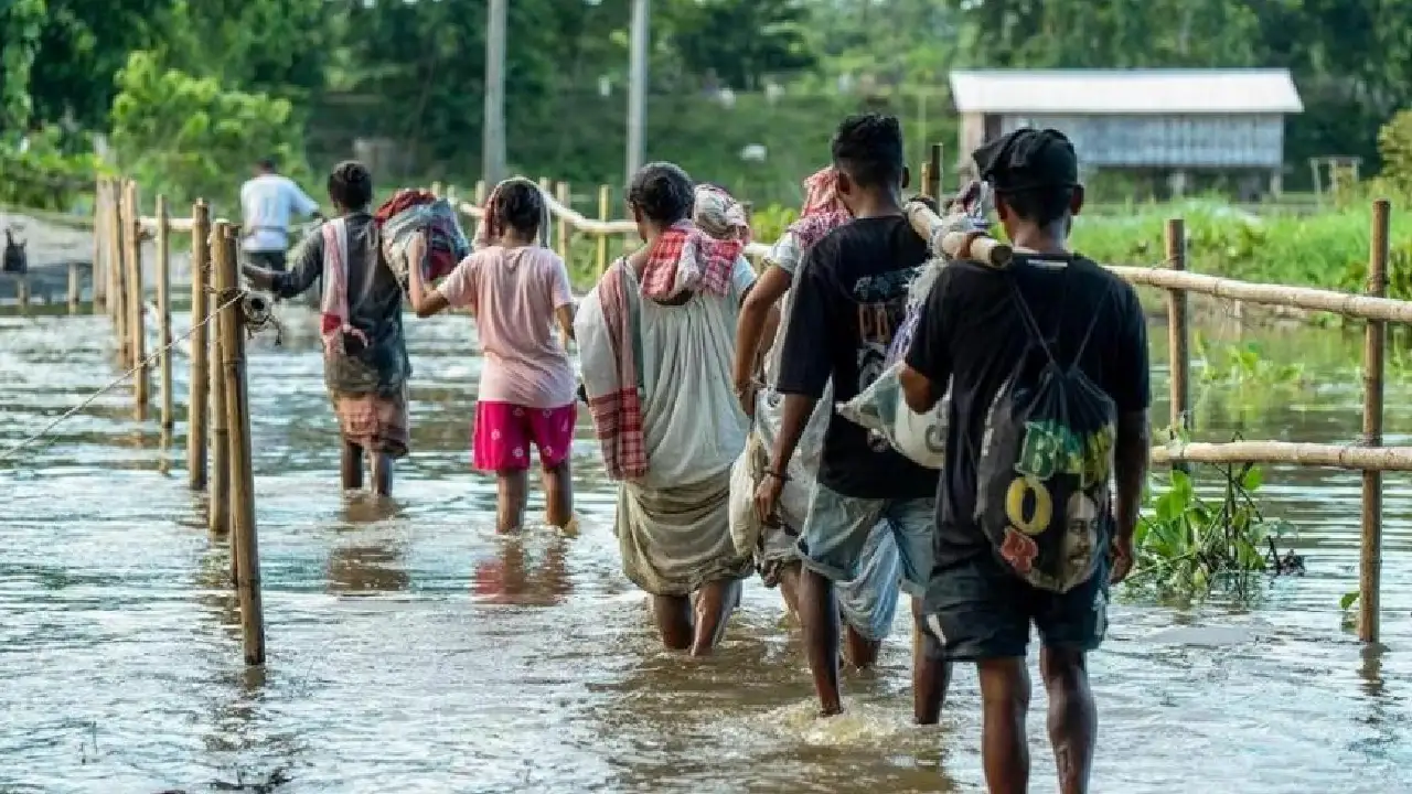 Alt: Assam flood victims and rescue operations