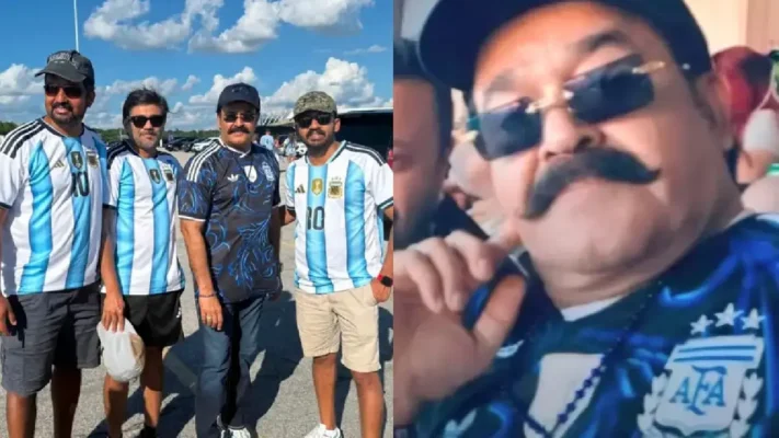 ക്ലീൻഷേവും നീണ്ടമീശയുമായി അർജന്റീന ജേഴ്‌സിയണിഞ്ഞ് ലാലേട്ടൻ