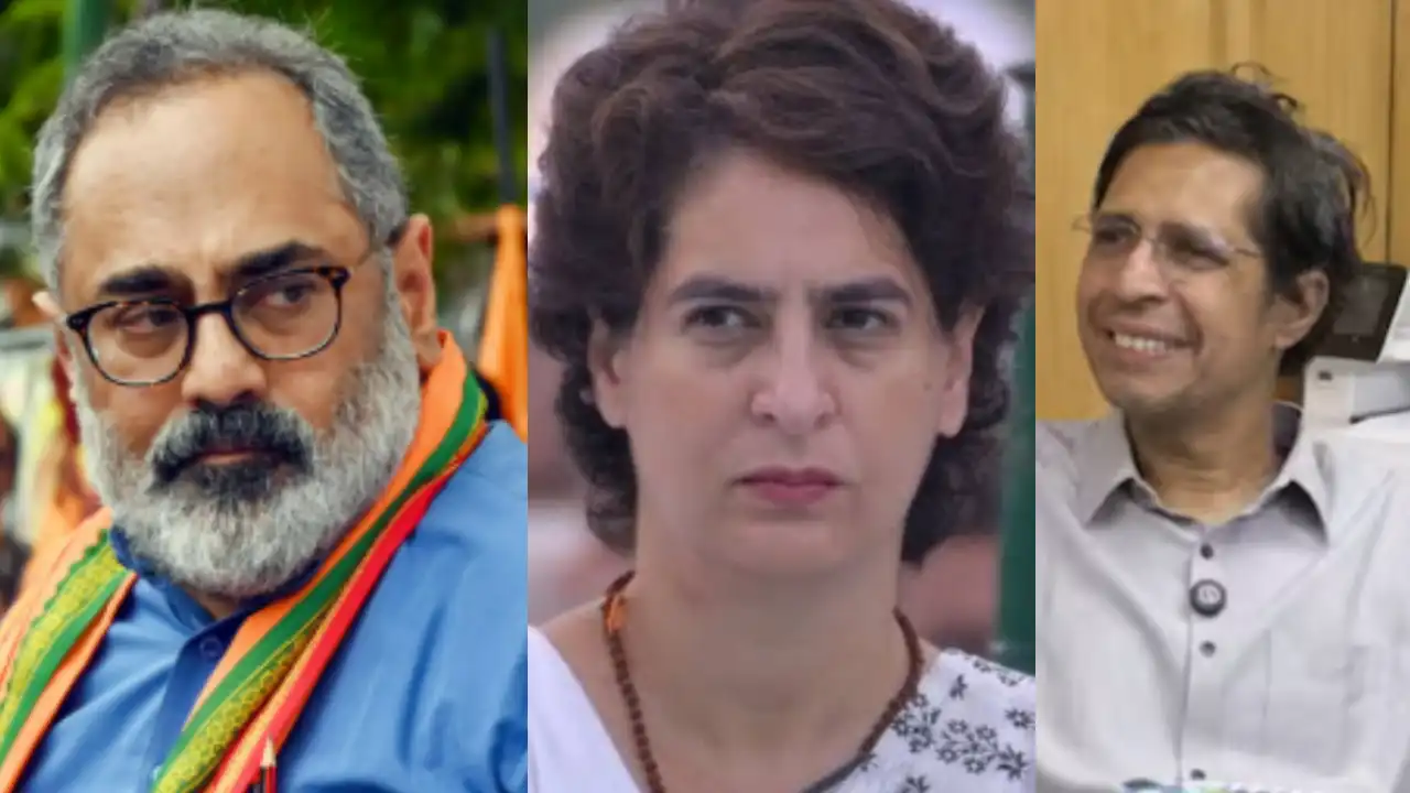 Rajeev Chandrasekhar Priyanka Gandhi Kamakoti gaumutra remark controversy രാജീവ് ചന്ദ്രശേഖർ കാമകോട്ടി വിവാദം ചിത്രം