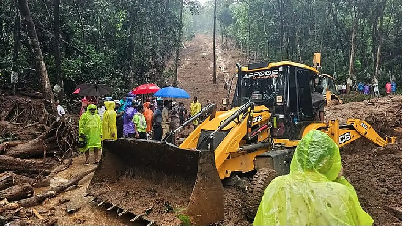 Flooded area in Kerala after heavy rainfall as the rain-related death toll rises to seven.